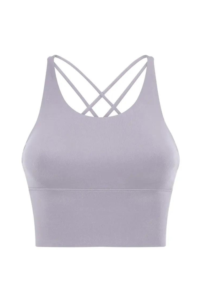 HIIT bralette in gloss finish in metallic lilac-Gray