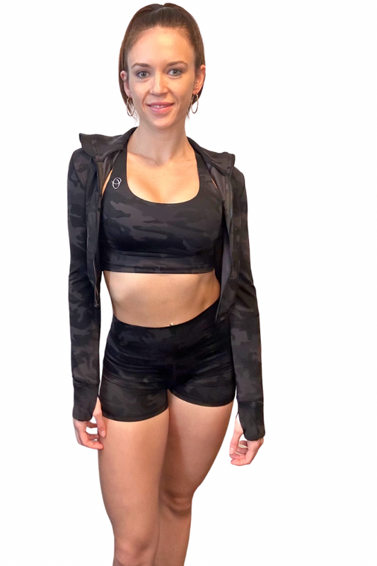 Women's 2-Piece Camo Sport Outfit Black Bolf XL016