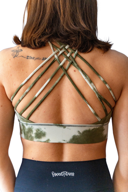 Imperial Ink Green Marble Sports Bra